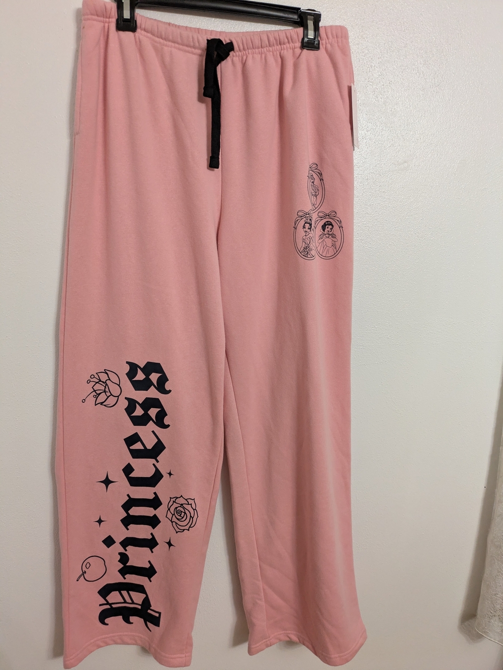 Disney Pink Sweatpants with Black 'Princess' Graphic
